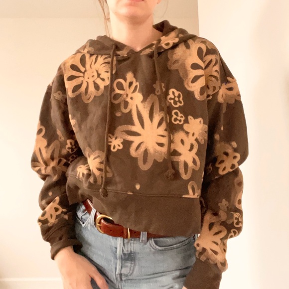Wild Fable Brown Floral Cropped Sweatshirt - Picture 3 of 4